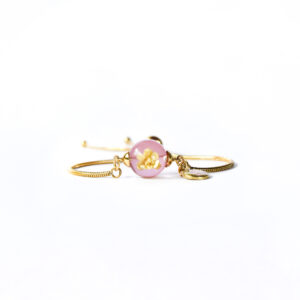 Pulsera Florece rosa traslúcido/dorada