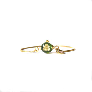 Pulsera Florece verde musgo/dorada