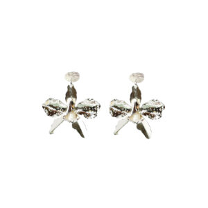 Aretes Cattleya Plateados colgantes